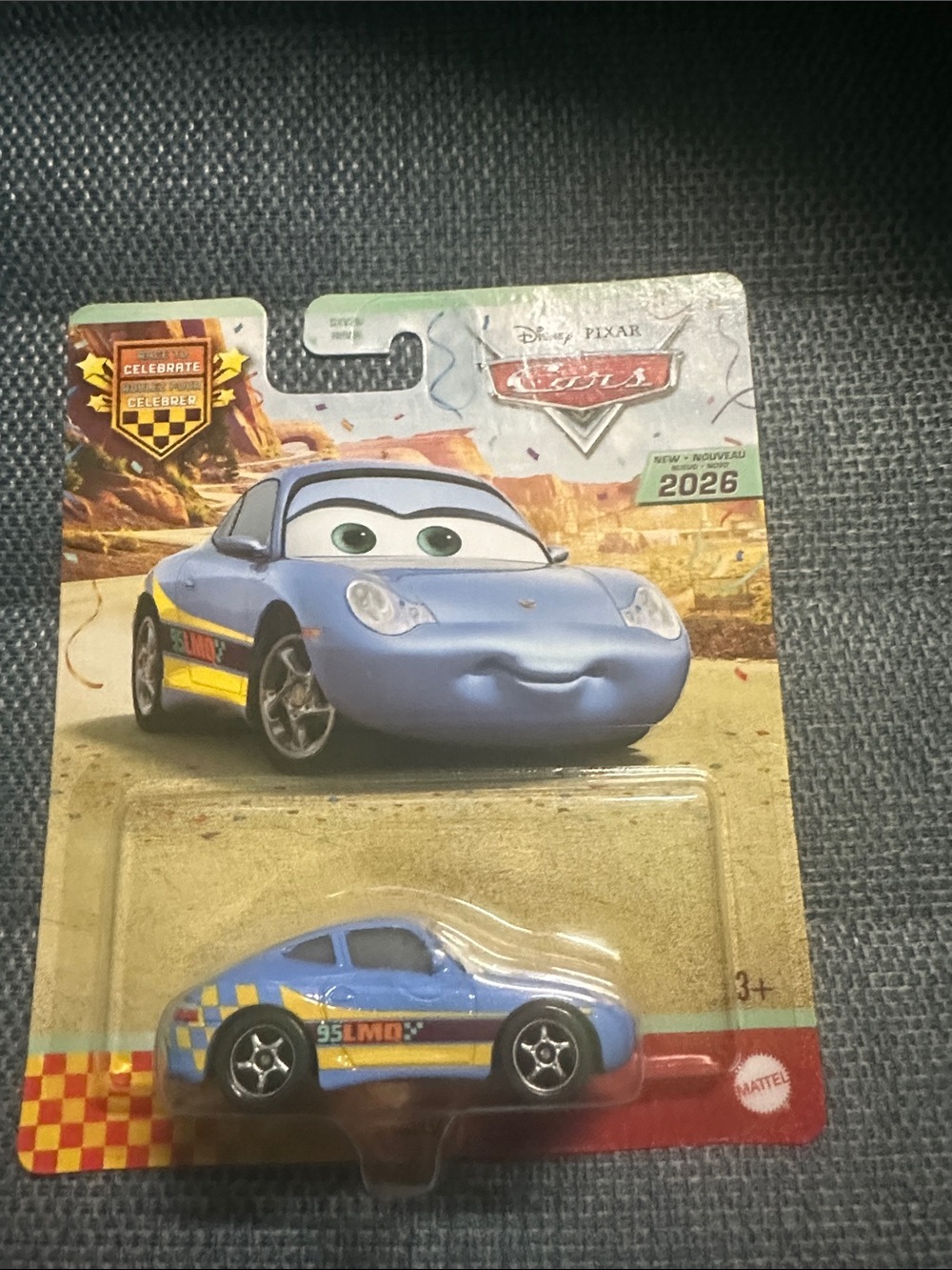 Mattel Cars Blue Lightning Race Car with Yellow & Red Stripes